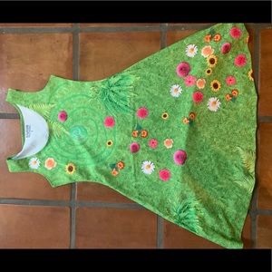 Whimsical Green and Pink Floral Dress